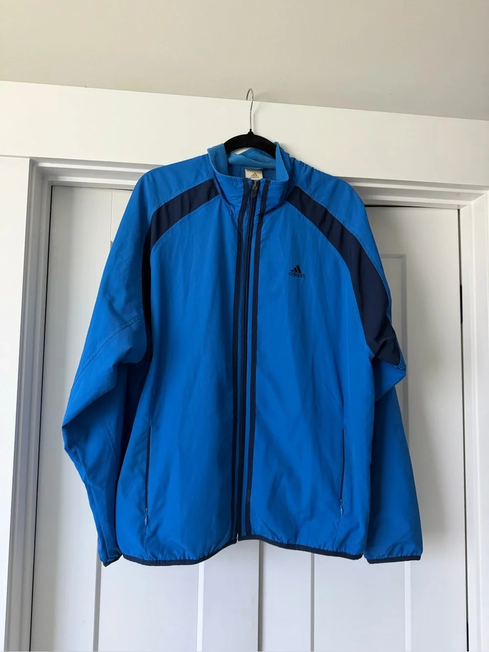 adidas Men's Bright Blue Windbreaker with Navy Accents